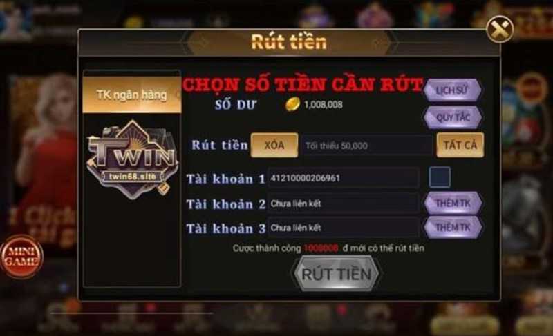Rút tiền nhanh chóng, tiện lợi